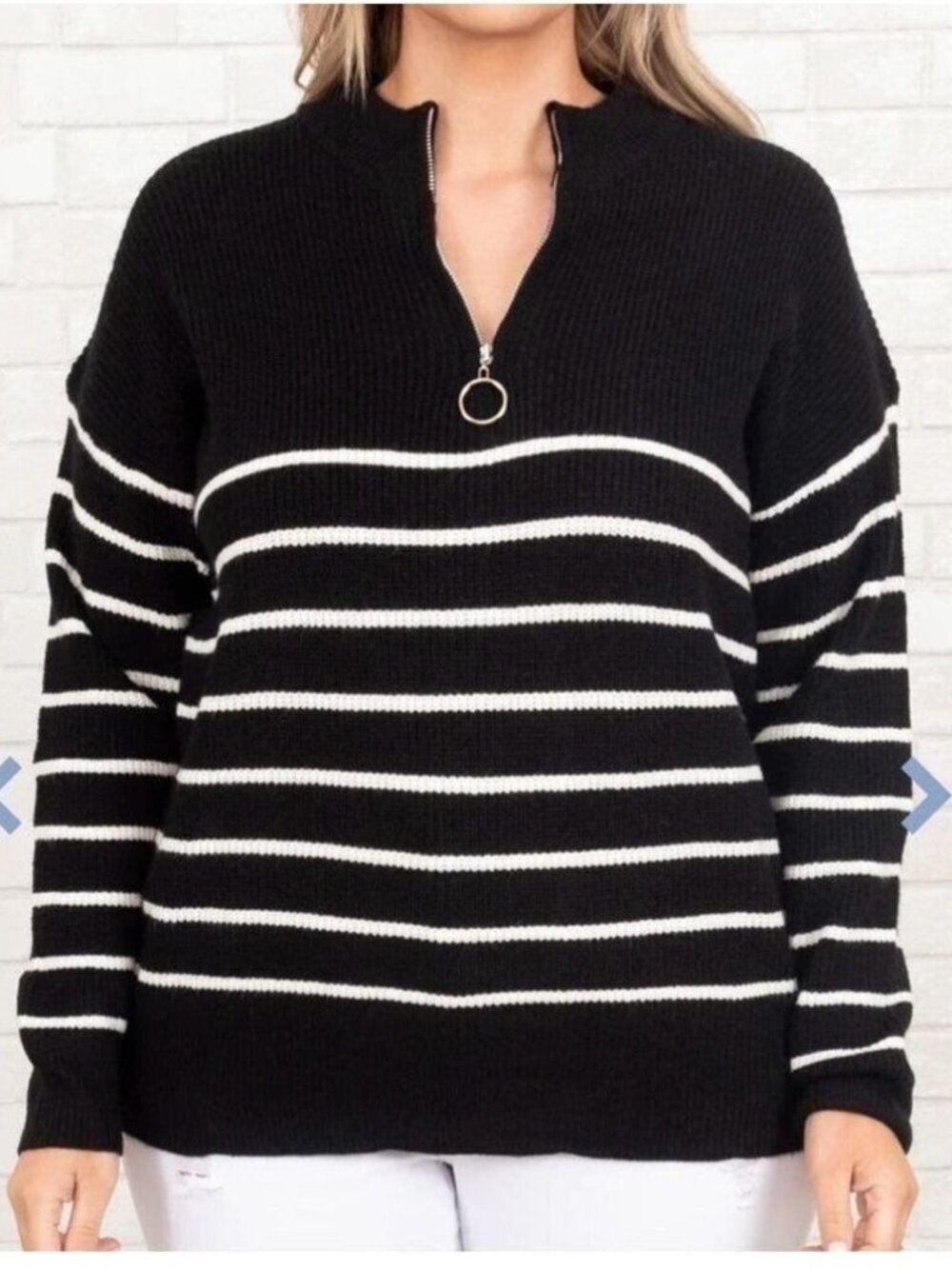 CHIC SOUL I As It Was Pullover Quarter-Zip, Black